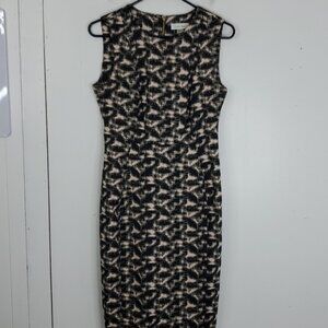 Calvin Klein Sheath Dress High Neck Sleeveless Career Artsy Printed Womens 4